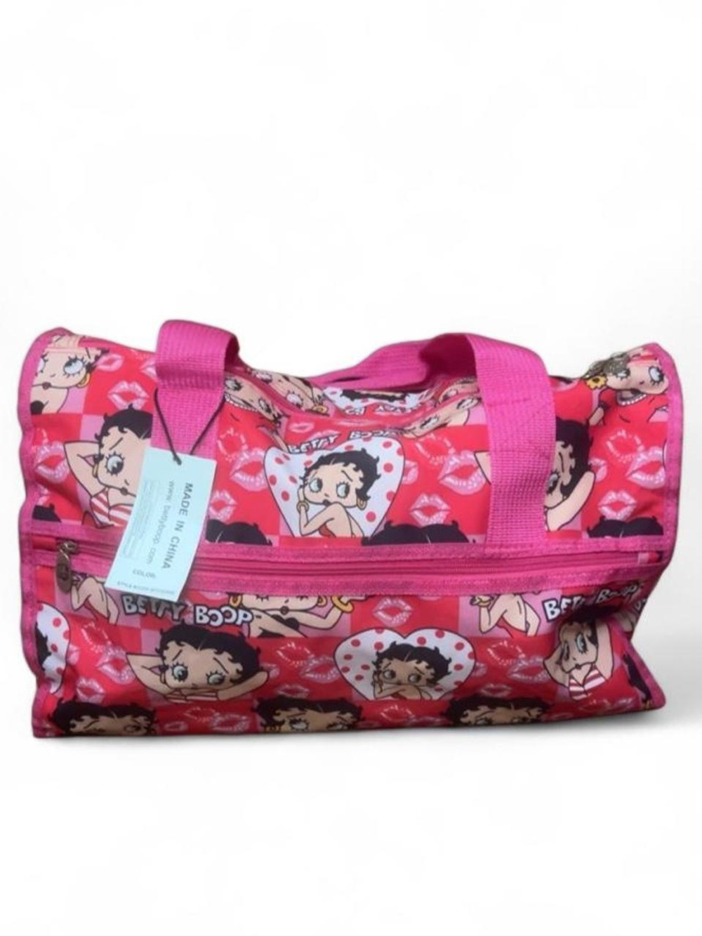 NWT Betty Boop Pink Red All Over Print Duffel Travel Bag
